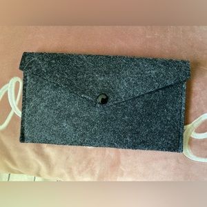 Dark Gray NWOT Felt Sheet Purse with Front Snap Button